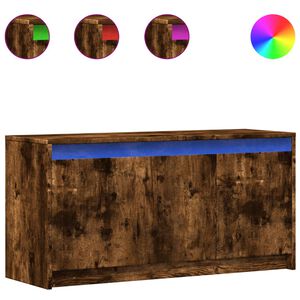 vidaXL Meuble TV avec LED ch&ecirc;ne fum&eacute; 100x34x50 cm bois d'ing&eacute;nierie