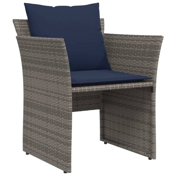 vidaXL Chaise de jardin avec tabouret gris résine tressée