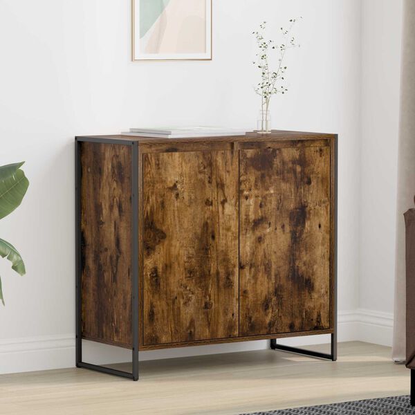 vidaXL Meuble d'appoint Ch&ecirc;ne Fum&eacute; 79 x 36 x 75 cm Bois d'ing&eacute;nierie