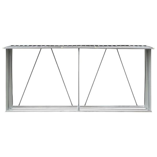 vidaXL Abri de stockage de bois Acier galvanisé 330x84x152 cm Gris