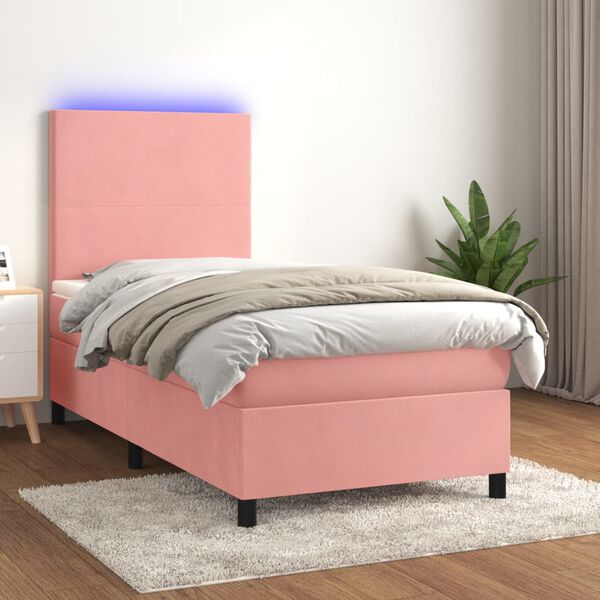 vidaXL Sommier &agrave; lattes de lit et matelas et LED Rose 80x200cm Velours