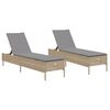 vidaXL Chaises longues avec coussins lot de 2 beige r&eacute;sine tress&eacute;e