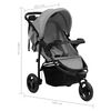 vidaXL Poussette b&eacute;b&eacute; &agrave; 3 roues Gris clair et noir Acier