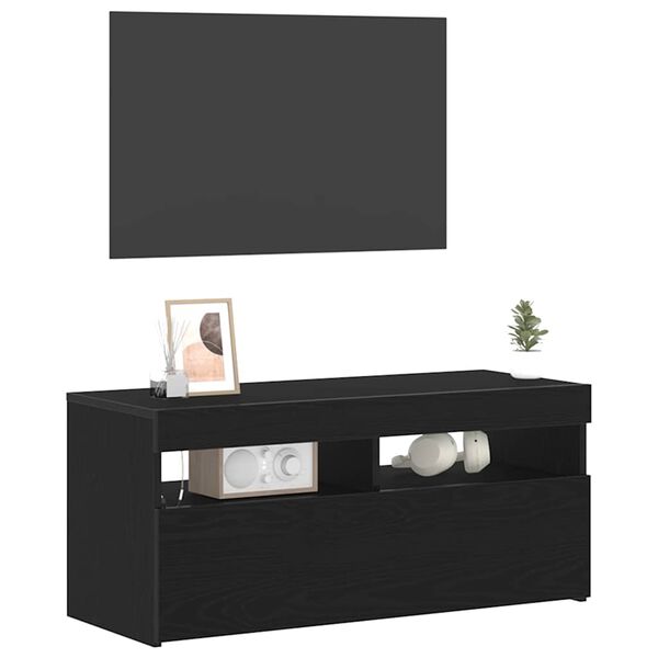 vidaXL Meuble TV Ch&ecirc;ne noir 90 x 35 x 40 cm Bois d'ing&eacute;nierie
