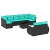 vidaXL Ensemble de canap&eacute; de jardin 10 pcs avec coussins noir r&eacute;sine tress&eacute;e
