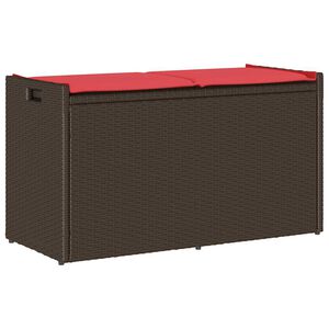 vidaXL Banc de rangement ext&eacute;rieur coussin marron 100cm r&eacute;sine tress&eacute;e