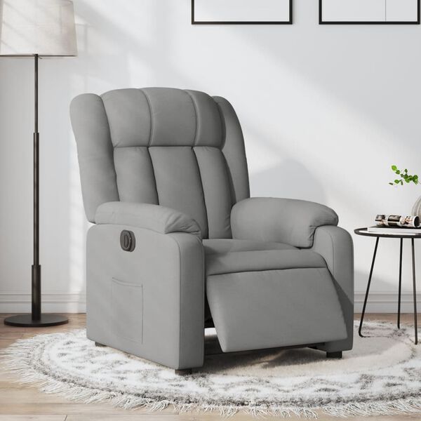 vidaXL Fauteuil inclinable &eacute;lectrique Gris clair Tissu