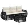 vidaXL Ensemble de canap&eacute; de jardin 4 pc Noir et blanc cr&egrave;me polyrotin