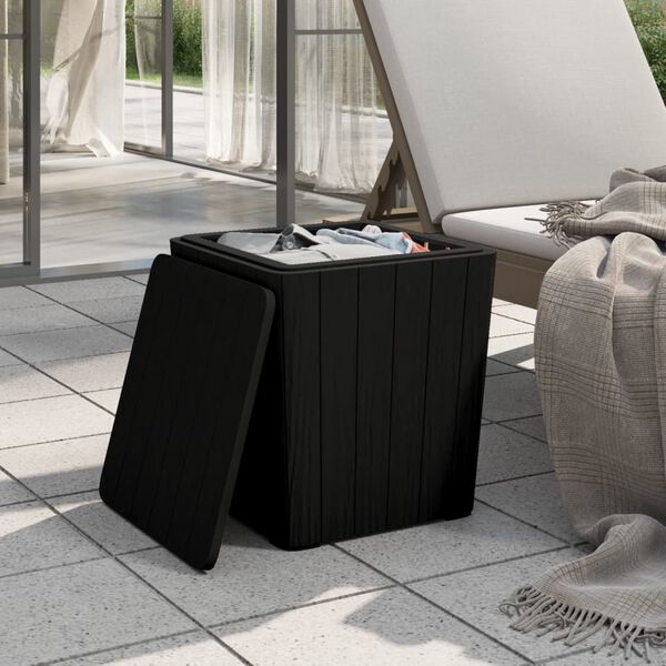 vidaXL Table de jardin avec couvercle amovible noir polypropyl&egrave;ne