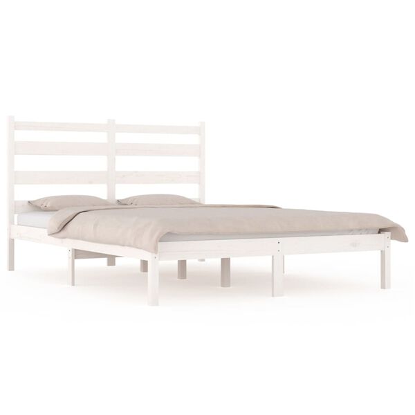 vidaXL Cadre de lit sans matelas blanc bois de pin massif