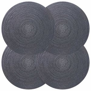 vidaXL Placemets en jute 4 pcs Gris fonc&eacute; &Oslash; 30 cm 100 % jute Tossa
