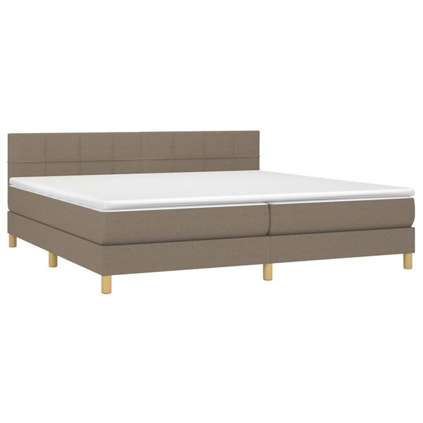 vidaXL Sommier &agrave; lattes de lit avec matelas Taupe 200x200 cm Tissu