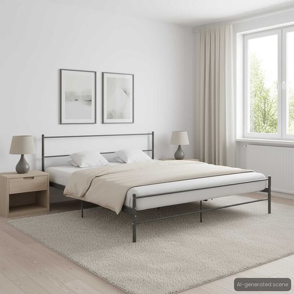 vidaXL Cadre de lit sans matelas gris m&eacute;tal 200x200 cm