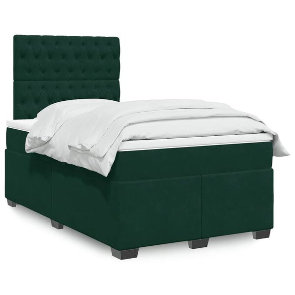 vidaXL Sommier &agrave; lattes de lit avec matelas vert fonc&eacute; 120x190 cm