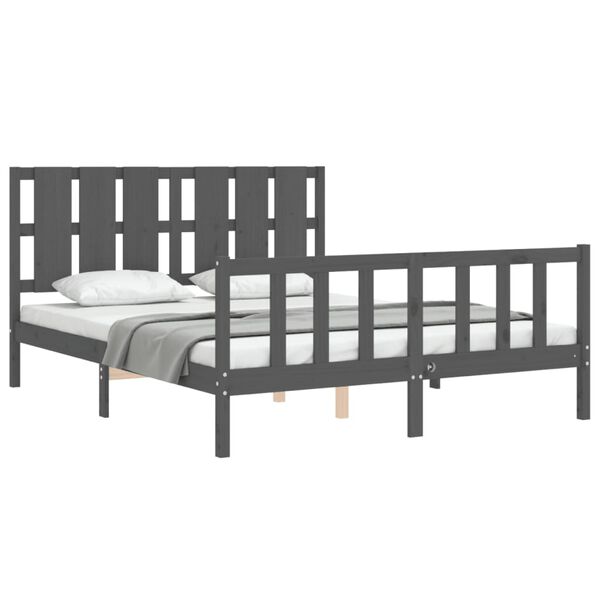 vidaXL Cadre de lit sans matelas gris bois de pin massif