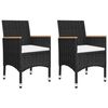 vidaXL Ensemble de bistro 3 pcs Résine tressée et bois d'acacia Noir