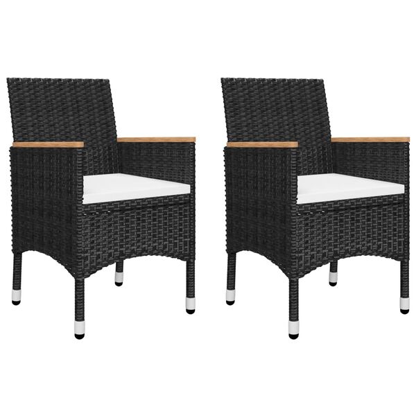 vidaXL Ensemble de bistro 3 pcs Résine tressée et bois d'acacia Noir