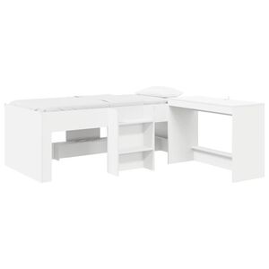 vidaXL Lit haut pour enfants avec bureau 2 pc Blanc Bois d'ing&eacute;nierie