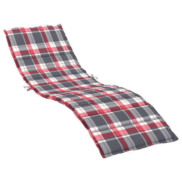 vidaXL Coussin de chaise longue à carreaux rouge 200x70x3 cm