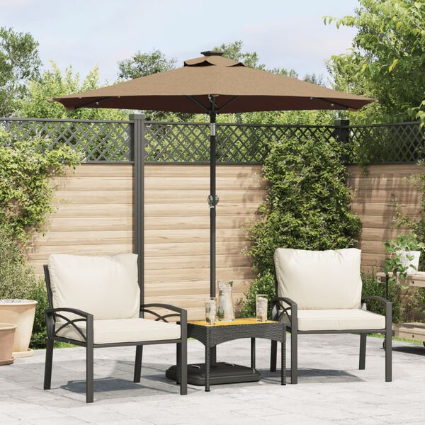 vidaXL Parasol de jardin avec LED mât en acier taupe 225x225x212 cm