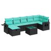 vidaXL Salon de jardin 8 pcs avec coussins noir r&eacute;sine tress&eacute;e