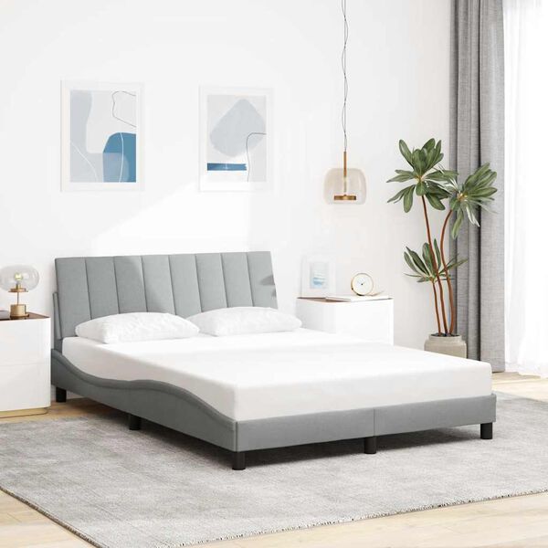 vidaXL Cadre de lit sans matelas Hanko gris clair 140x190 cm tissu