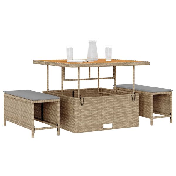 vidaXL Ensemble de salle &agrave; manger pour jardin Beige Poly rotin