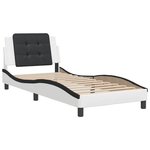 vidaXL Cadre de lit sans matelas Zadar blanc et noir 90x190 cm similicuir