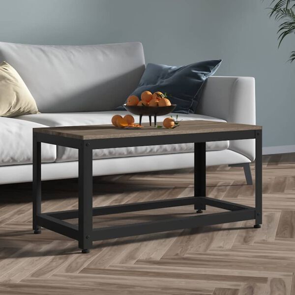 vidaXL Table basse Gris et noir 90x45x45 cm MDF et fer