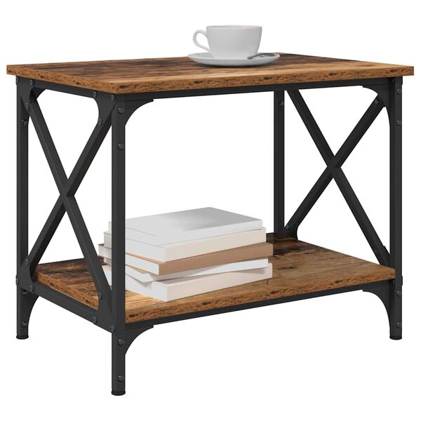 vidaXL Table d'appoint Bois ancien 55 x 38 x 45 cm Bois d'ing&eacute;nierie