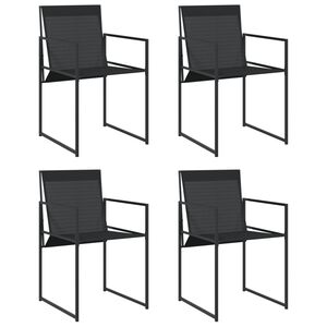 vidaXL Chaises de jardin 4 pcs noir acier et textil&egrave;ne
