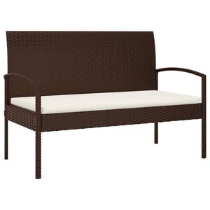 vidaXL Banc de jardin avec coussin marron 105 cm r&eacute;sine tress&eacute;e