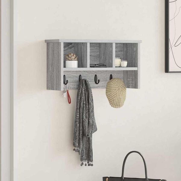 vidaXL Porte-manteau mural avec &eacute;tag&egrave;re Sonoma gris 50 x 16 x 26 cm