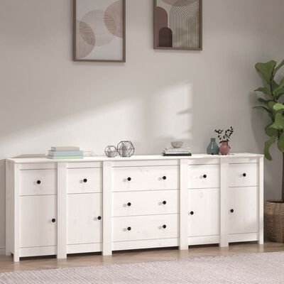 vidaXL Buffet Blanc 230x35x80 cm Bois massif de pin