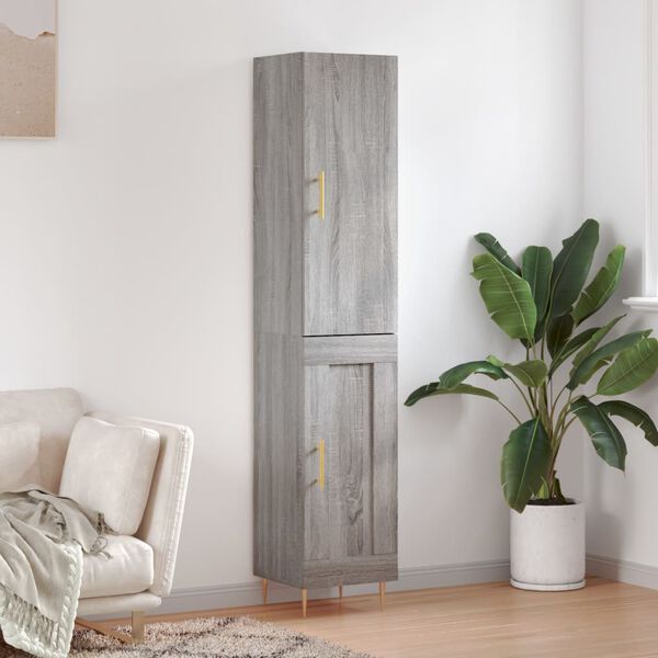 vidaXL Buffet haut Sonoma gris 34,5x34x180 cm Bois d'ing&eacute;nierie