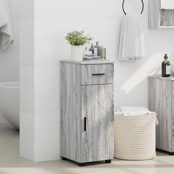 vidaXL Cabinet de salle de bain avec porte Gris Sonoma 30 x 35 x 80 cm