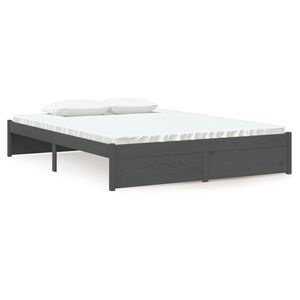 vidaXL Cadre de lit sans matelas gris bois massif 135x190 cm