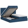 vidaXL Lit ottoman avec matelas avec t&ecirc;te de lit 2 pcs Bleu Tissu