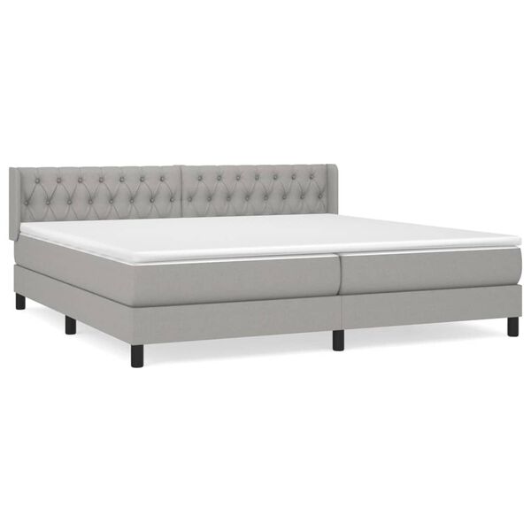 vidaXL Sommier &agrave; lattes de lit avec matelas Gris clair 200x200cm Tissu