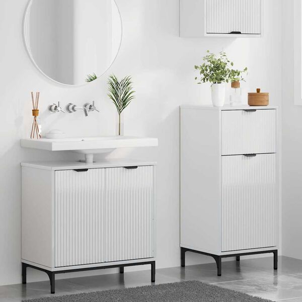 vidaXL Ensemble de mobilier de salle de bain 2 pcs Blanc brillant