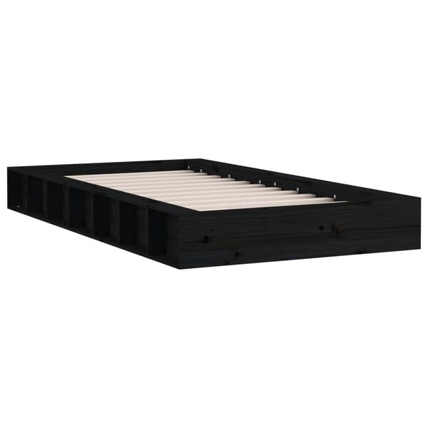 vidaXL Cadre de lit sans matelas noir 135x190 cm bois massif