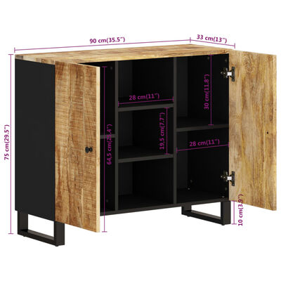 vidaXL Buffet avec 2 portes 90x33x75 cm bois massif de manguier