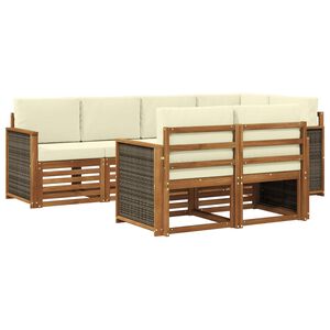 vidaXL Ensemble de canap&eacute; d'angle avec coussin 6 pcs Naturel et Cr&egrave;me