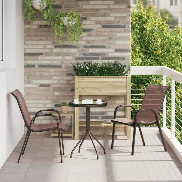 vidaXL Ensemble bistro de jardin 3 pcs Marron Acier