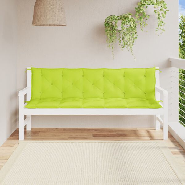 vidaXL Coussins de banc de jardin lot de 2 vert vif tissu Oxford