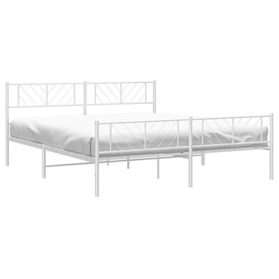 vidaXL Cadre de lit métal sans matelas et pied de lit blanc 183x213 cm