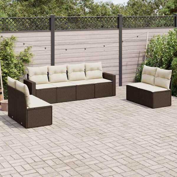 vidaXL Salon de jardin 8 pcs avec coussins marron r&eacute;sine tress&eacute;e