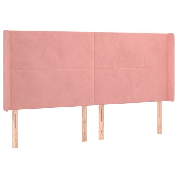 vidaXL T&ecirc;te de lit avec oreilles Rose 203x16x118/128 cm Velours