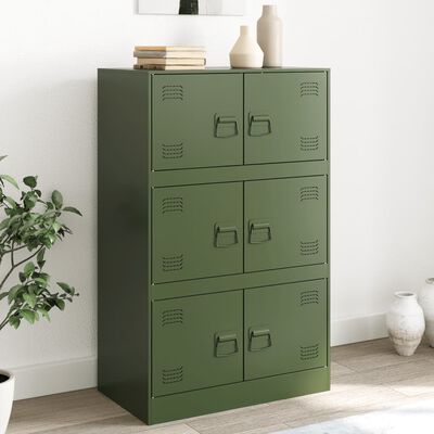 vidaXL Buffet vert olive 67x39x107 cm acier