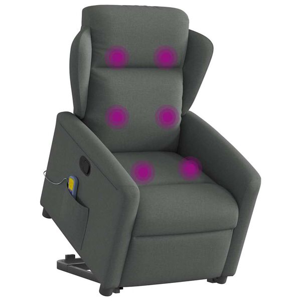 vidaXL Fauteuil de massage inclinable Gris fonc&eacute; Tissu